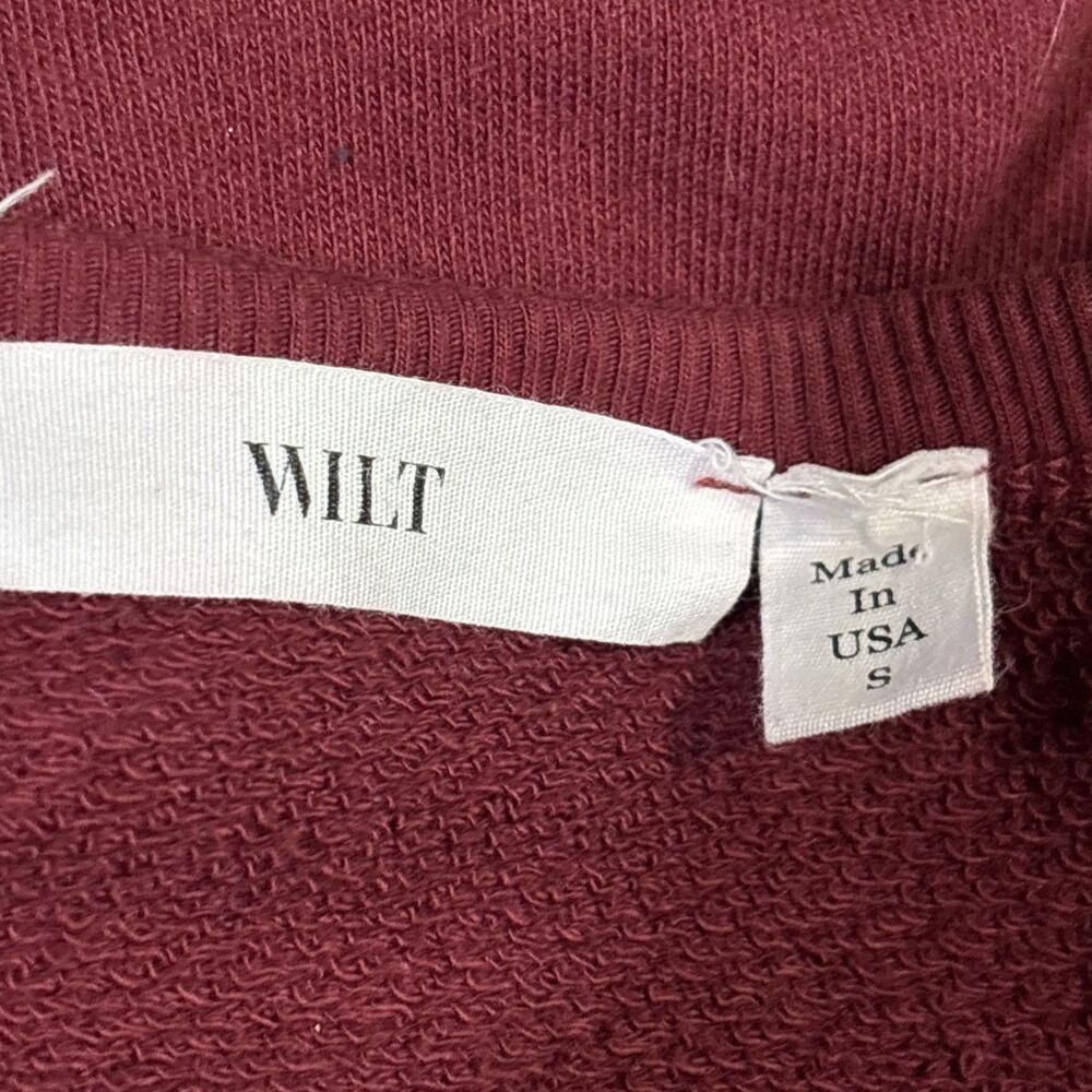 Wilt Ruffle Trim Asymmetrical Sweatshirt Burgundy Women's Size Small Lagenlook - Picture 12 of 14